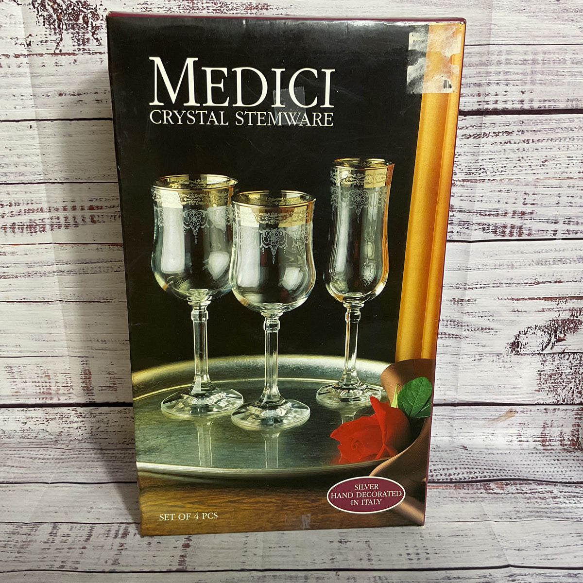 NOB MEDICI 24k Goblet Wine Glassware- 4pc.