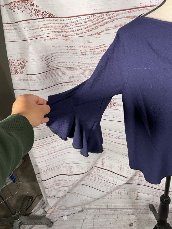 Women's See By Chloe Navy Blue Ruffled Sleeve Blouse Size 40