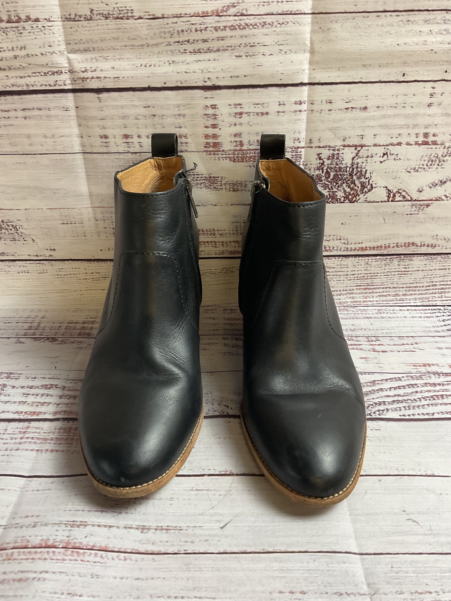 Madewell Black Leather Zip-Up Ankle Booties Women 8.5
