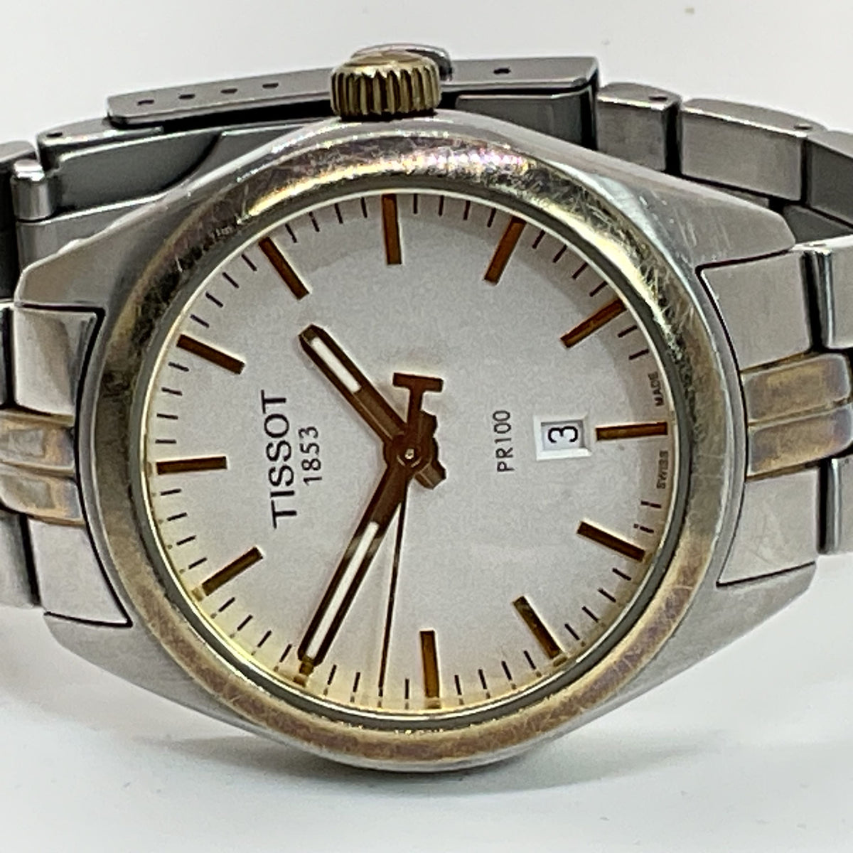 TISSOT T101210A Two Tone PR100 Date Men's Watch- 6.5"