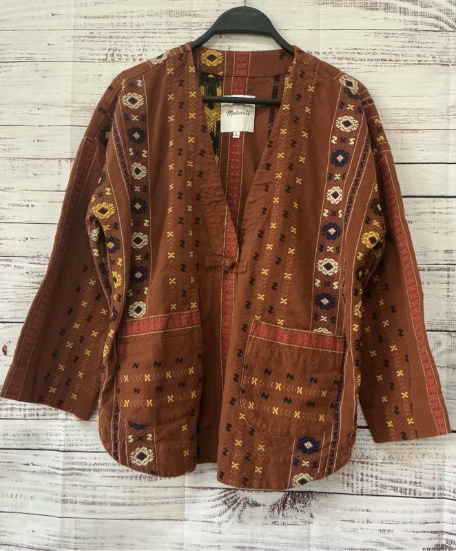 Women's Madewell Brown Shirttail Wrap Jacket Size S Retail $128