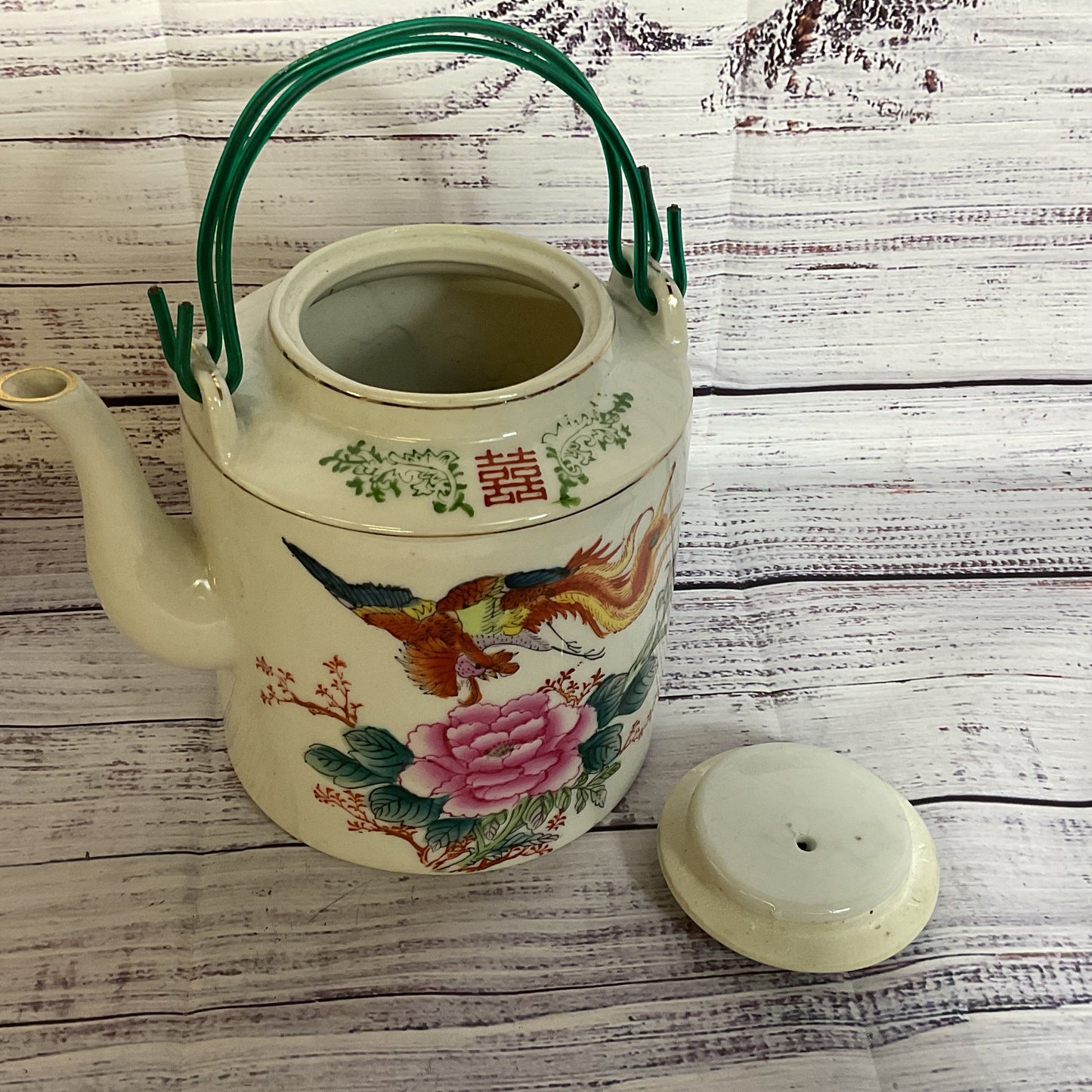 VTG. Chinese Famille Rose Dragon Teapot- 6.25" (2 of 3)