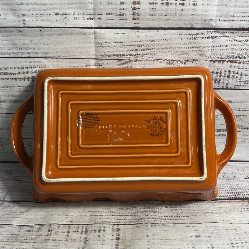 Sur La Table Pumpkin Harvest Earthenware Autumn Baking Dish Handled 12" Cookware