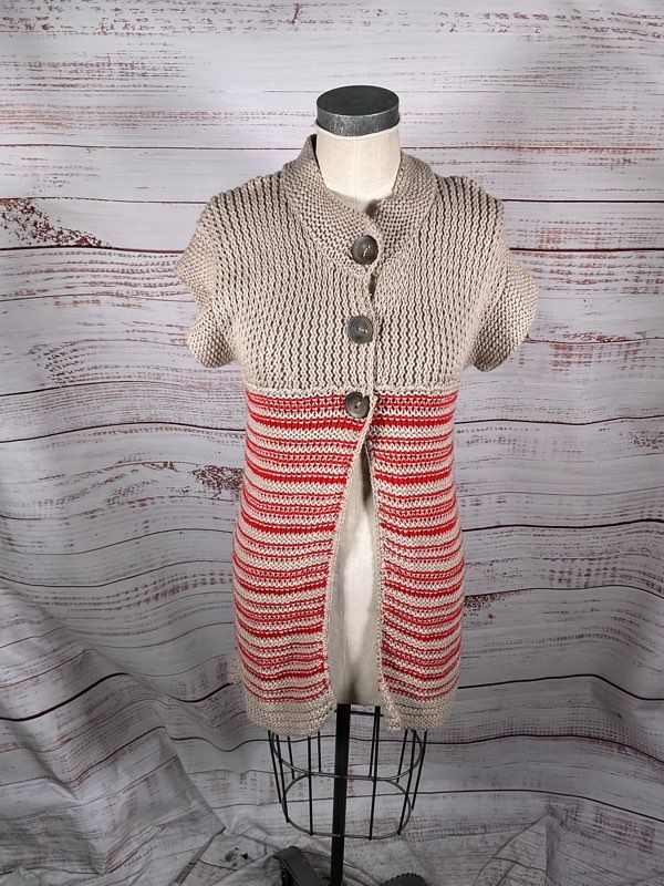 NWT Free People Women's Crochet Knit Double Button Short Sleeve Cardigan Top S