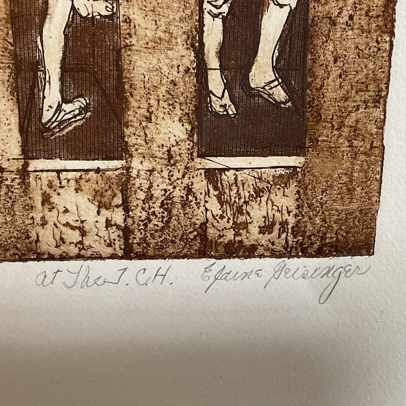 Pencil Signed ELAINE GEISINGER "Three Women Showering" Lithograph/Print