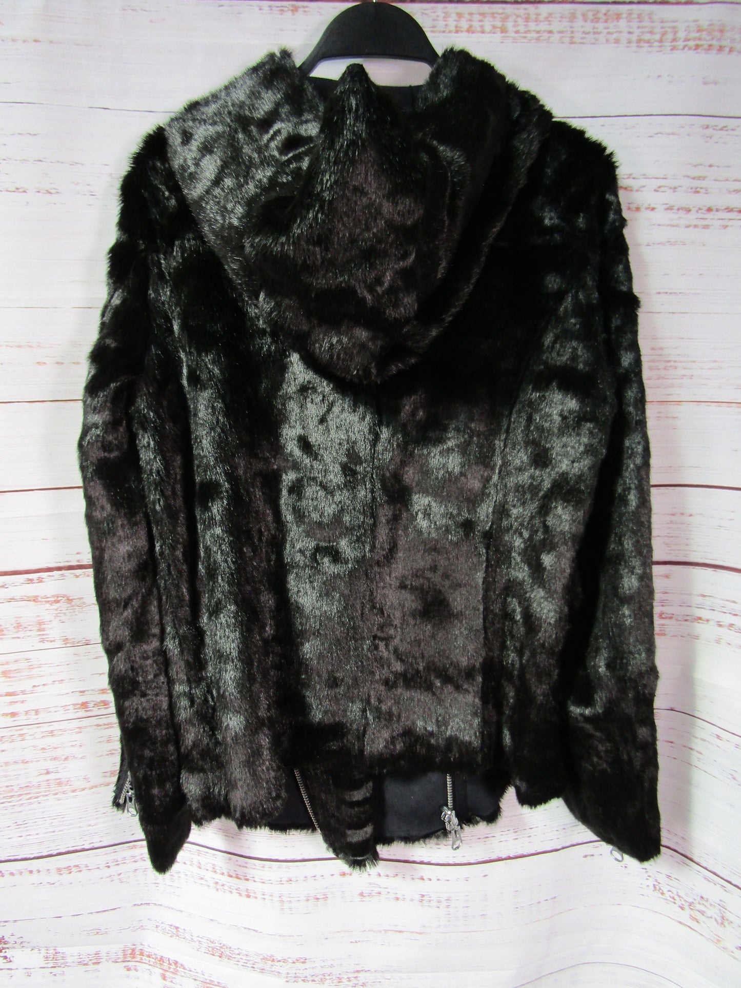 Hale Bob Women's Black Faux Fur Faux Suede Reversible Jacket Size M