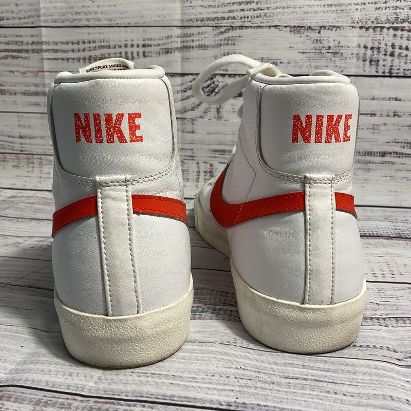 Nike Blazer Mid 77 White/Habanero Red High Top Sneaker Size 10.5M