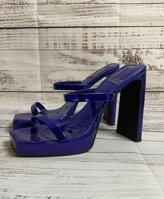 Jeffery Campbell Hustler Platform Sandal Blue Metallic Strappy Heel Women 7.5