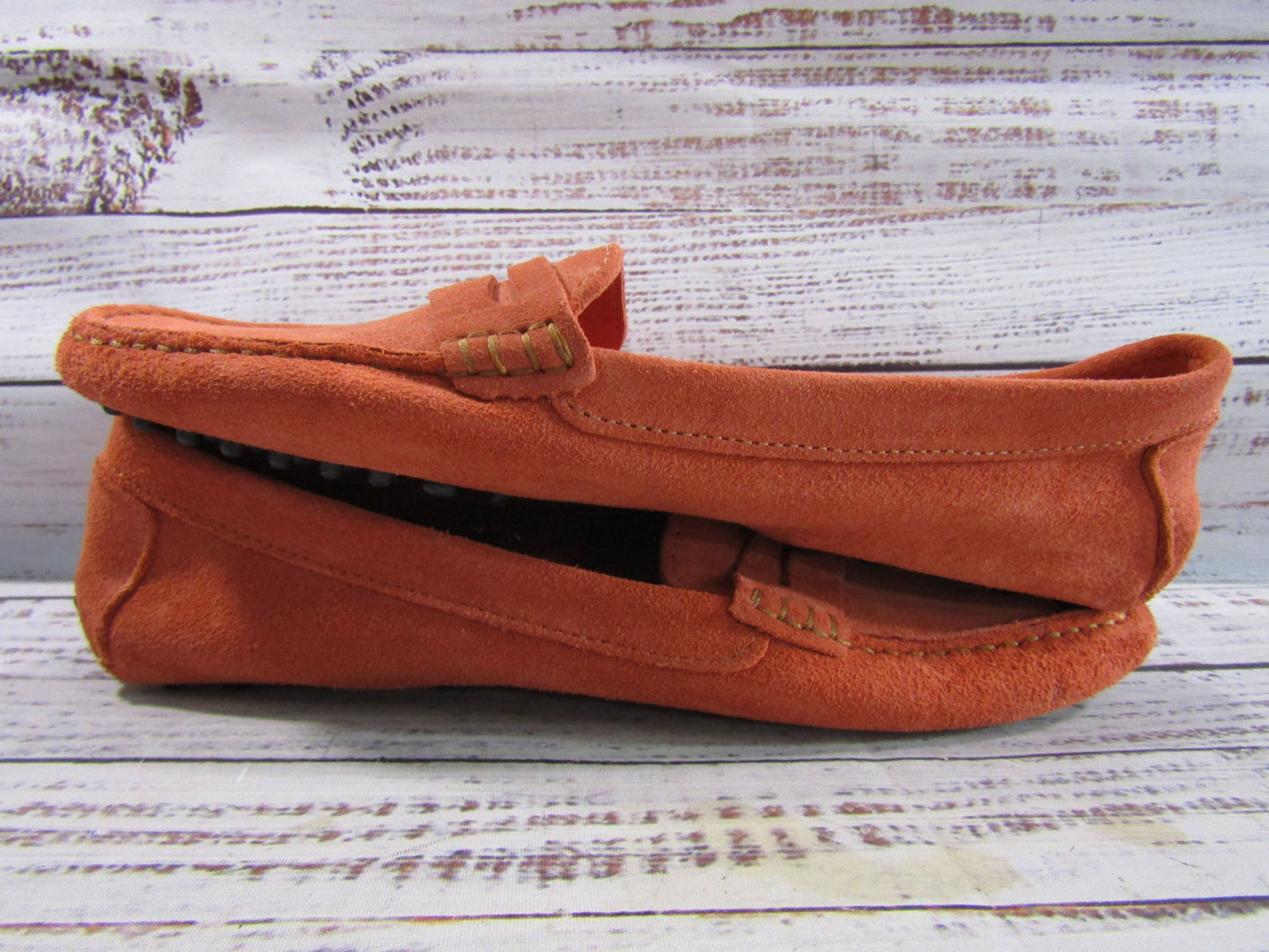 Massimo Matteo Men's Orange Suede Driving Penny Loafer Size 9.5