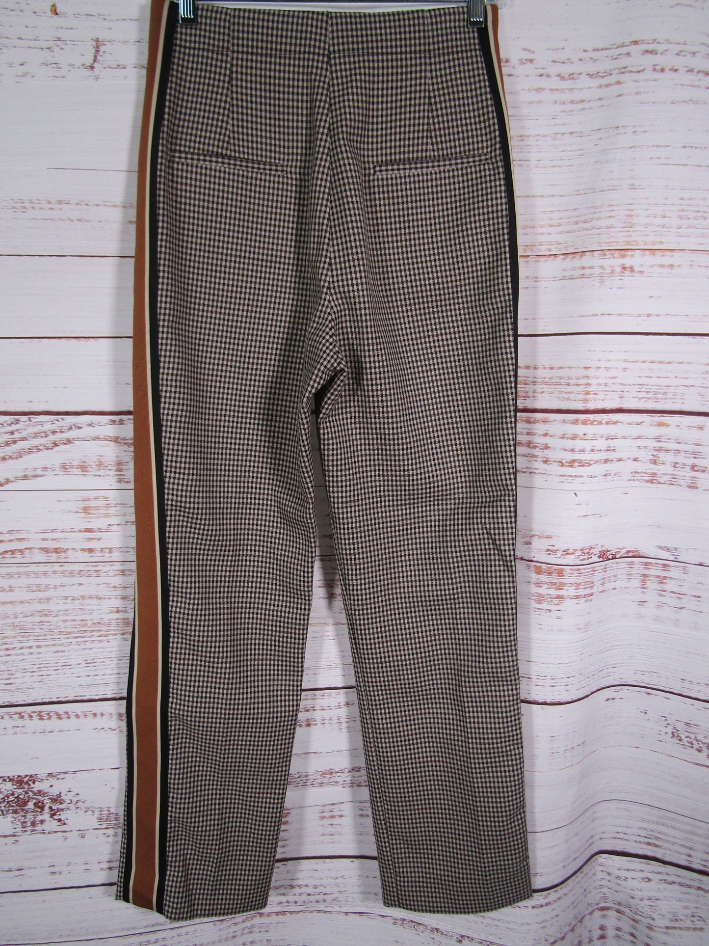 Sandro Nils Women's Brown Gingham Check Pants Size 34