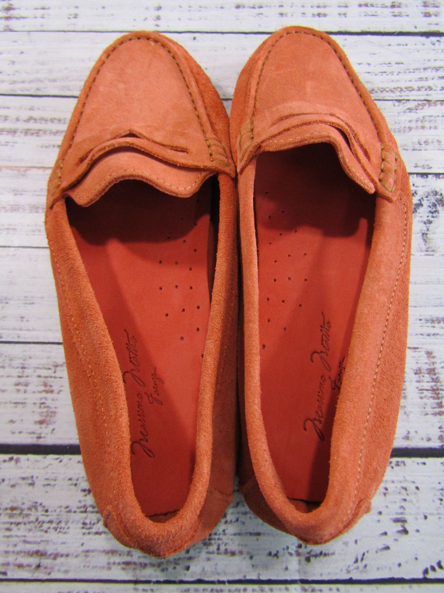 Massimo Matteo Men's Orange Suede Driving Penny Loafer Size 9.5