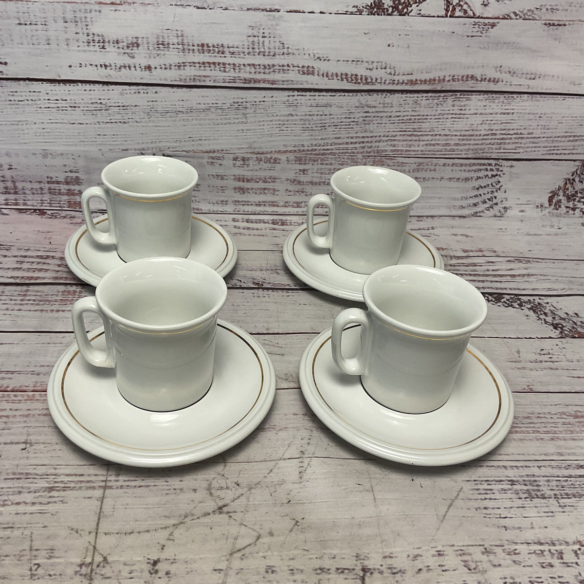 ACF Cappuccino Espresso Gold Mug Cup Saucer Italian Ceramic Lot Of 4 Monogram L