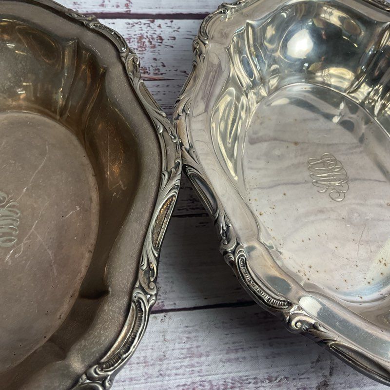Set Of 2 Vintage Gorham Silver Plated 10" Ornate Oval Serving Bowls