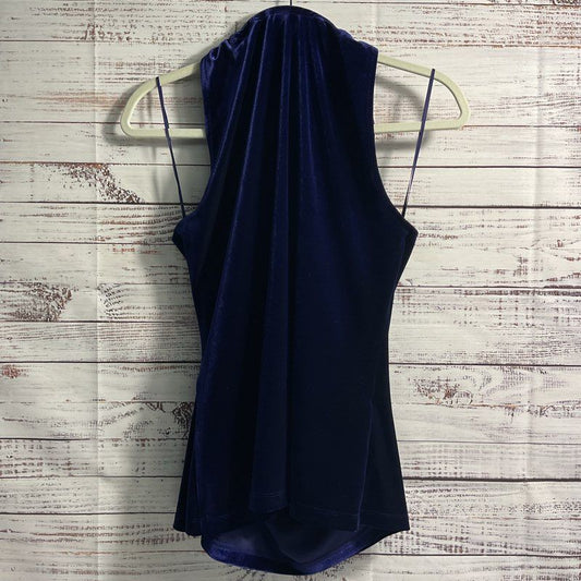 NWT Elie Tahari Jay Knit Navy Velour Sleeveless Ring Collar Blouse - Size M