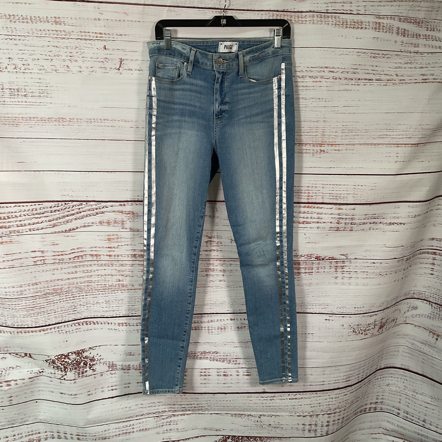 Paige Hoxton Ankle Blue Silver Stripe Jeans Pants - Size 29