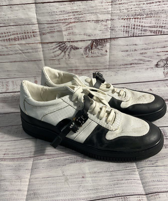 1017 ALYX 9SM Buckle Strap Black & White Leather Rubber Low Sneakers 45EU/12US