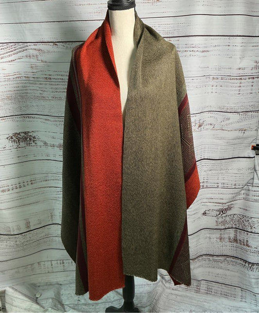Adriana Santacruz Red/Olive Poncho/Cape OS Retail $500