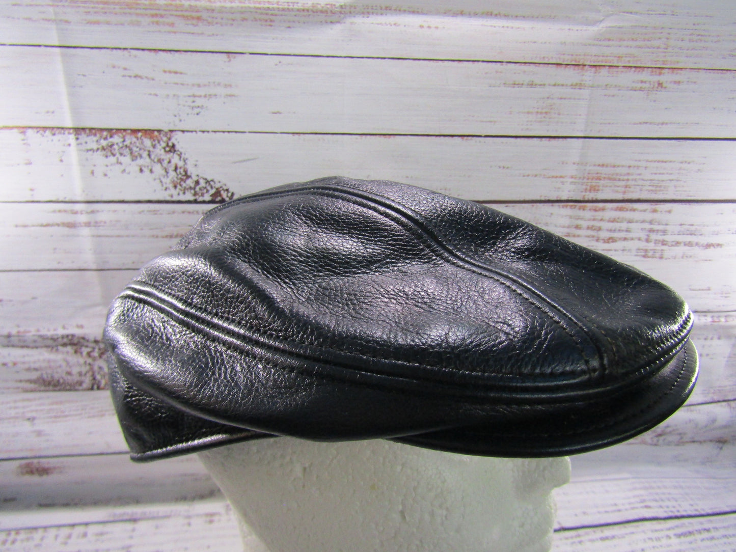 Goorin Bros Chandler Fields Men's Navy Blue Leather Newsboy Cabbie Flat Cap