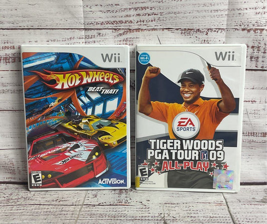 Nintendo Wii Lot of 2 Tiger Woods PGA tour Hot Wheels Video Games