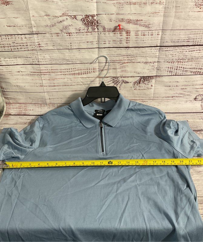 Hugo Boss Men's Polston 28 Blue Quarter Zip Polo Shirt Size XL Slim Fit