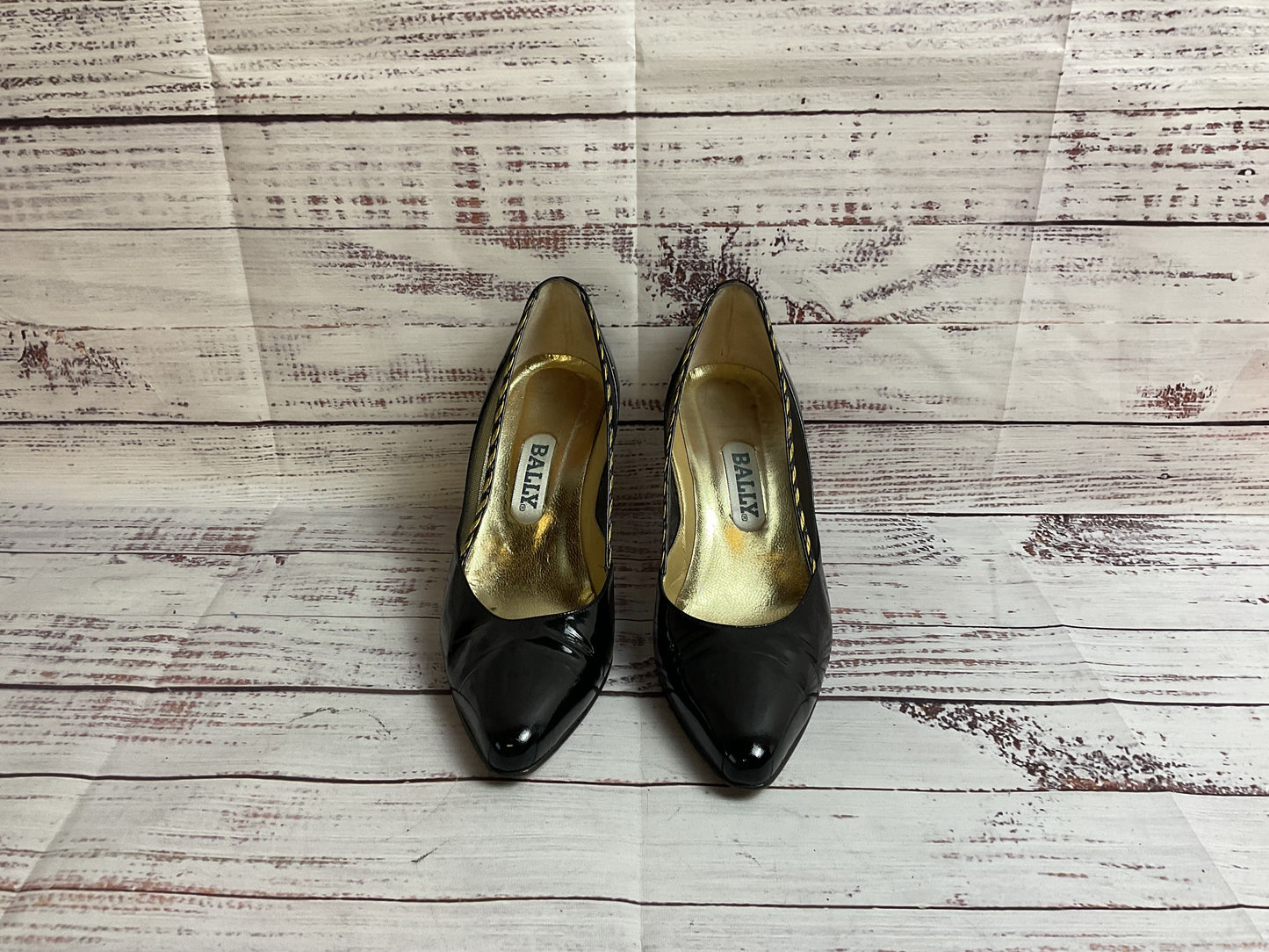 Bally Black/Gold Heel Women's 6