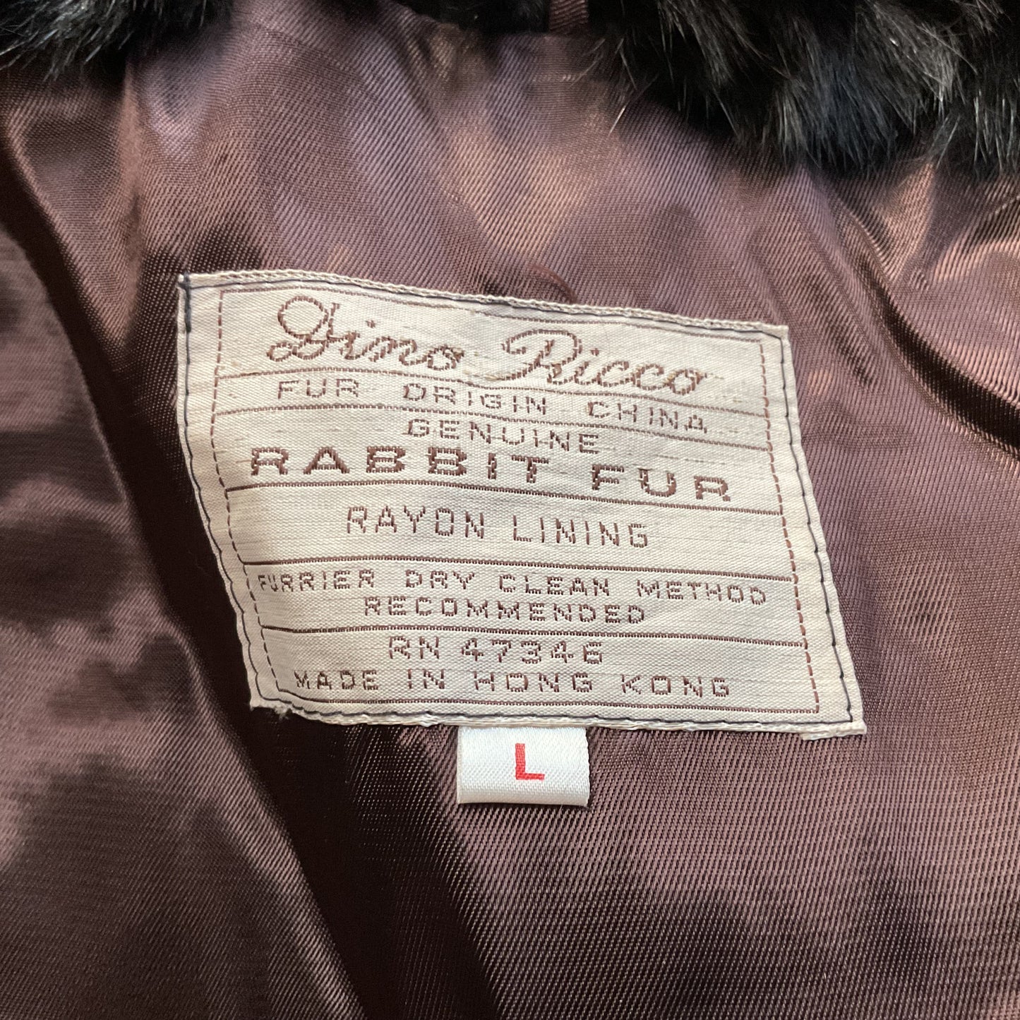 VTG. DINO RICCO Women's Brown Rabbit Fur & Suede Trim Bomber Jacket- SZ L