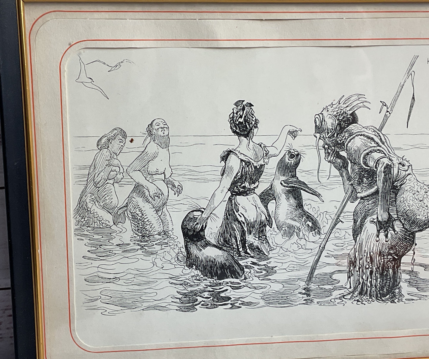 Bain de Mer by Heinrich Kley Signed Framed Print