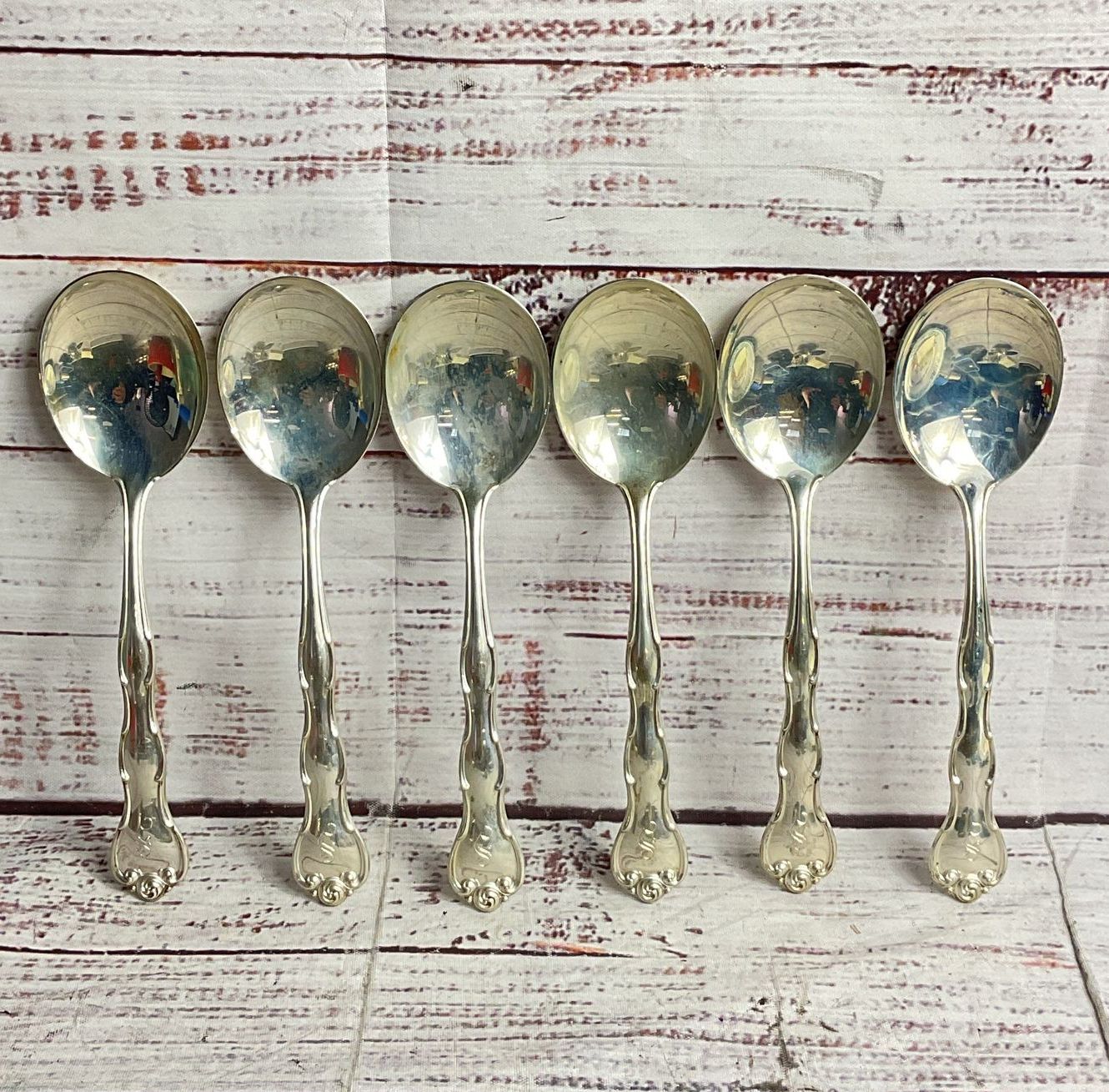 Gorham Vintage Set of 12 Rondo Soup Spoons Sterling Silver