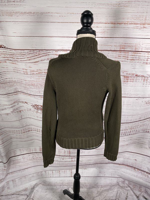 Ralph Lauren Black Label Women's Green Knit Cardigan Double Belted Size M