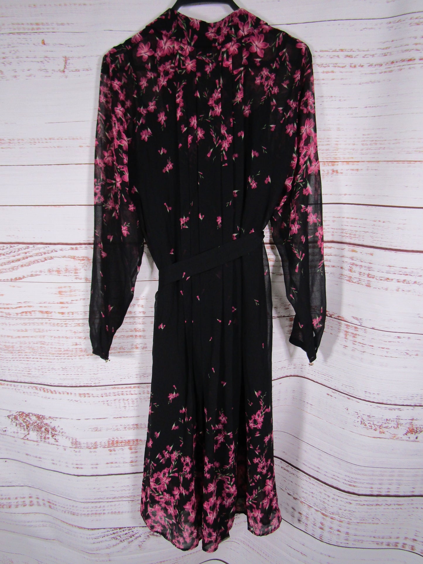 Ted Baker Seffie Women's Black Floral Pleated Chiffon Dress Size 4