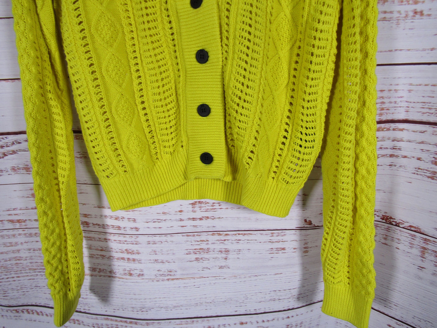 RTA Hunter Women's Yellow Knit Cotton Cardigan Sweater Size XS