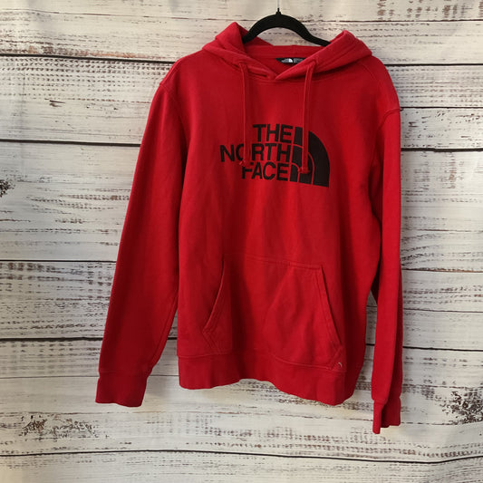 North Face Red Black Logo Draw String Hoodie Jacket - Size M