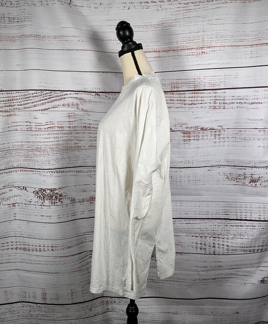 Adidas White Long Sleeve Three Stripes Long Top - Size Medium
