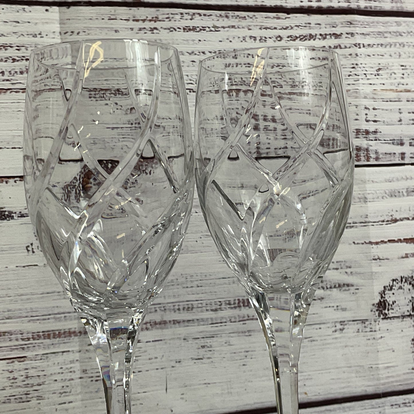 Pair of MIKASA Olympus Crystal Swirl Pattern Wine Glasses