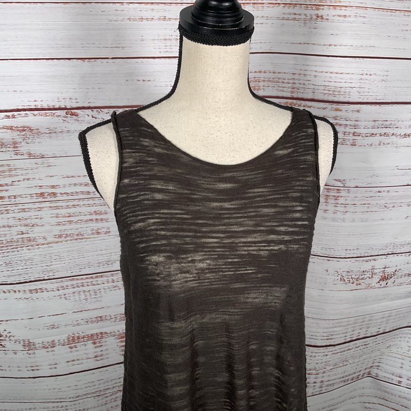 Sarah Pacini Dark Brown Knit One Pocket Sleeveless Midi Casual Dress - Size OS