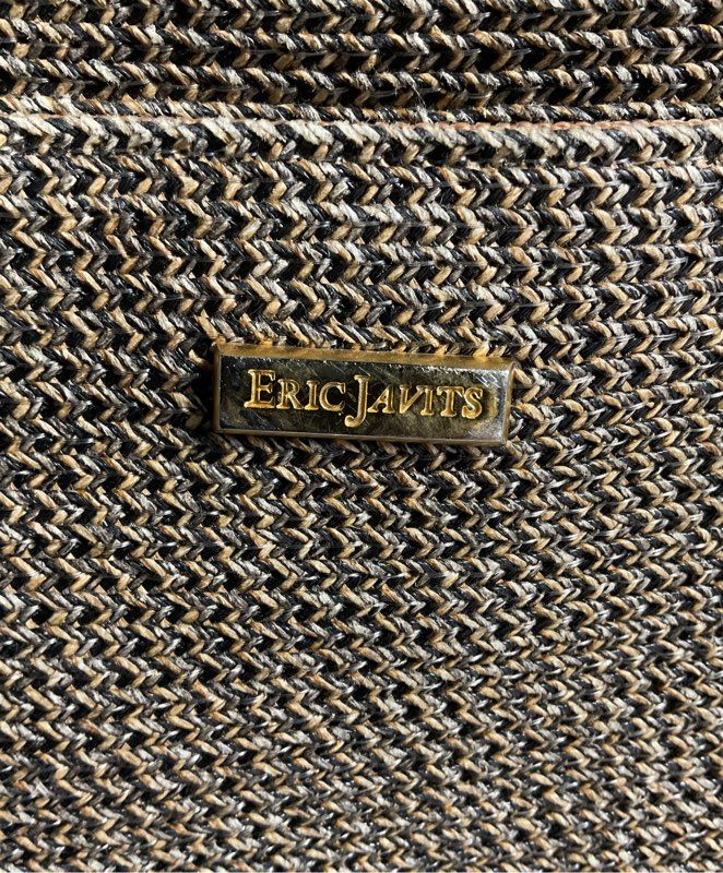 Eric Javits Women's Straw Woven Squishee Leather Strap Crossbody Bag