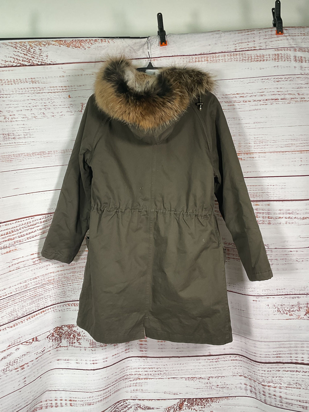 Love Token Olive Fur Lined Hooded Jacket - Size L