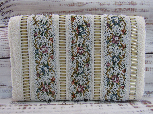 Vintage Handcrafted Floral Tapestry Beaded Evening Shoulder Bag