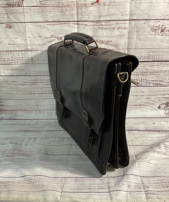 Wilsons Leather Dark Brown Briefcase Messenger Bag Leather