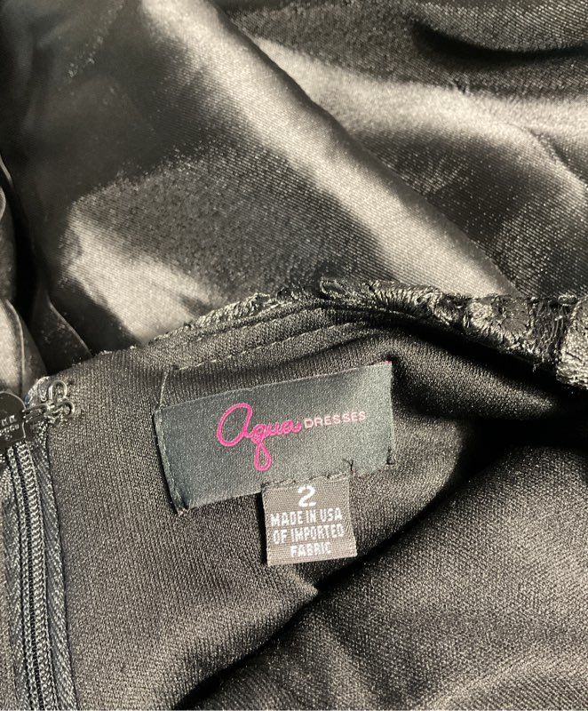 NEW Aqua Women's Black Lace Floral Top Long Gown Dress Size 2