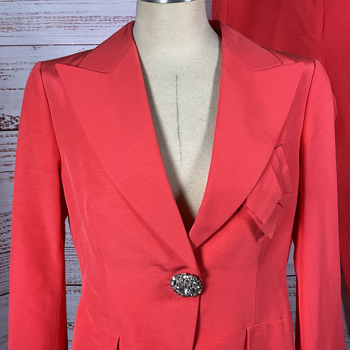 ESCADA Women's Coral Rhinestone Accents Suit- SZ 38/ 8 US