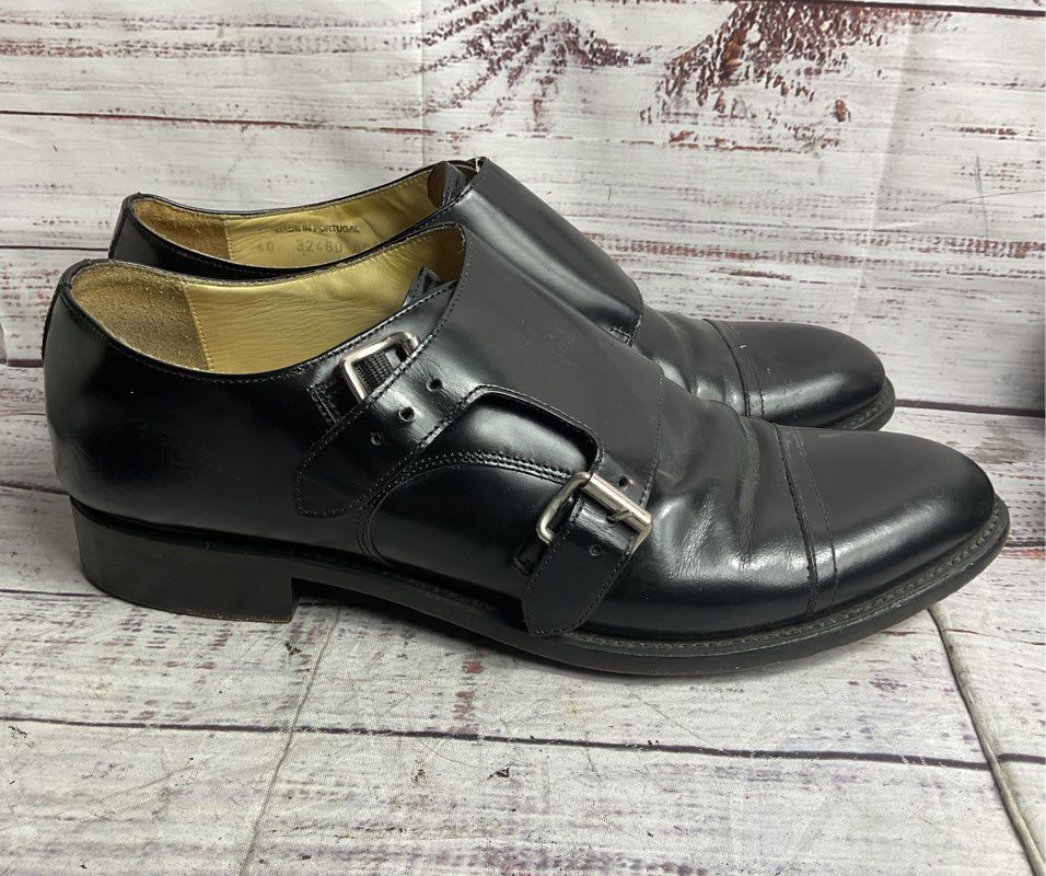 The Office of Angela Scott Leather Monk Strap Oxfords Black 40