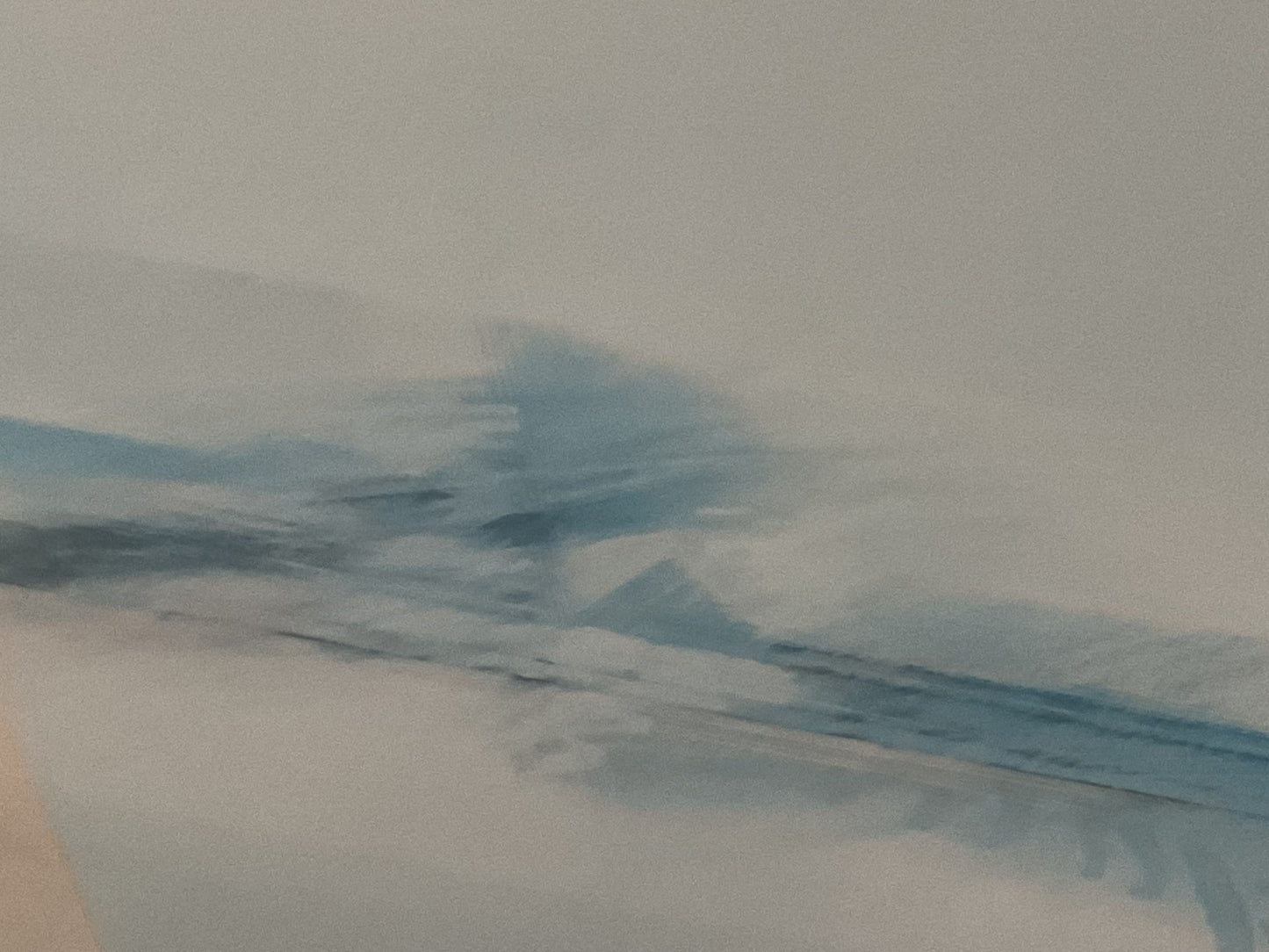 VTG. Blue White Hues Abstract Lithograph- FRAMED 41.75" X 32"