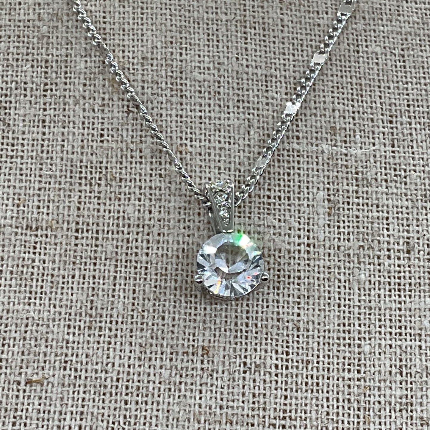 SWAROVSKI Silver Tone Crystal Pendant 18" Chain Necklace