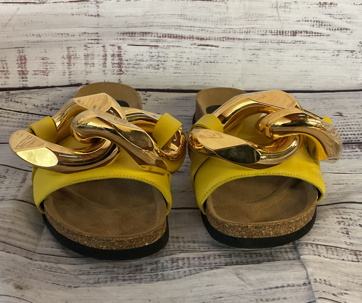 JW Anderson Leather Chunky Chain Sandals Yellow 5