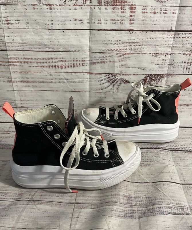 Chuck Taylor All Star Move Platform Pink & Black Canvas Sneakers Size 3Y