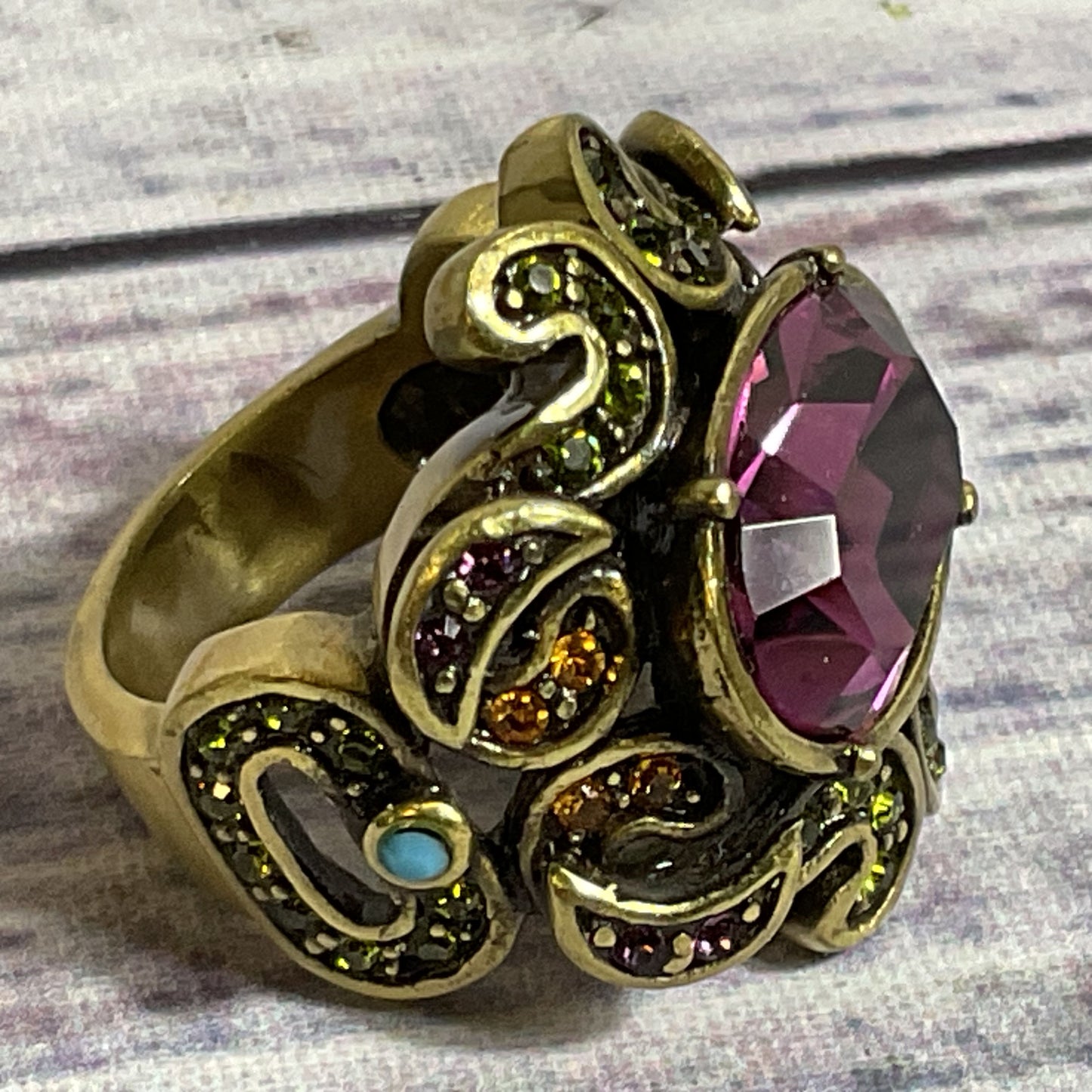 HEIDI DAUS Bronze & Rhinestone SZ 5.25 Ring