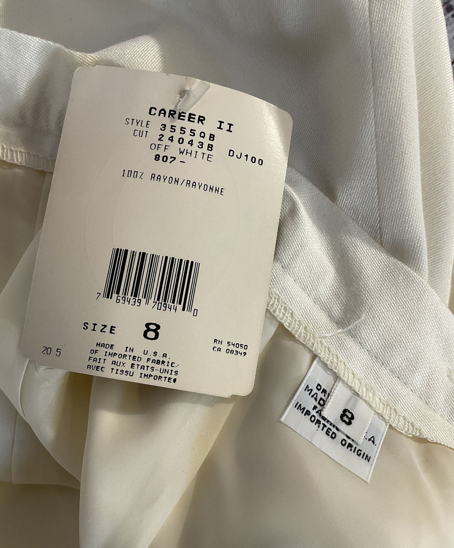 Christian Dior 2 Piece Suit Set Cream Jacket/Skirt Women's Size 8