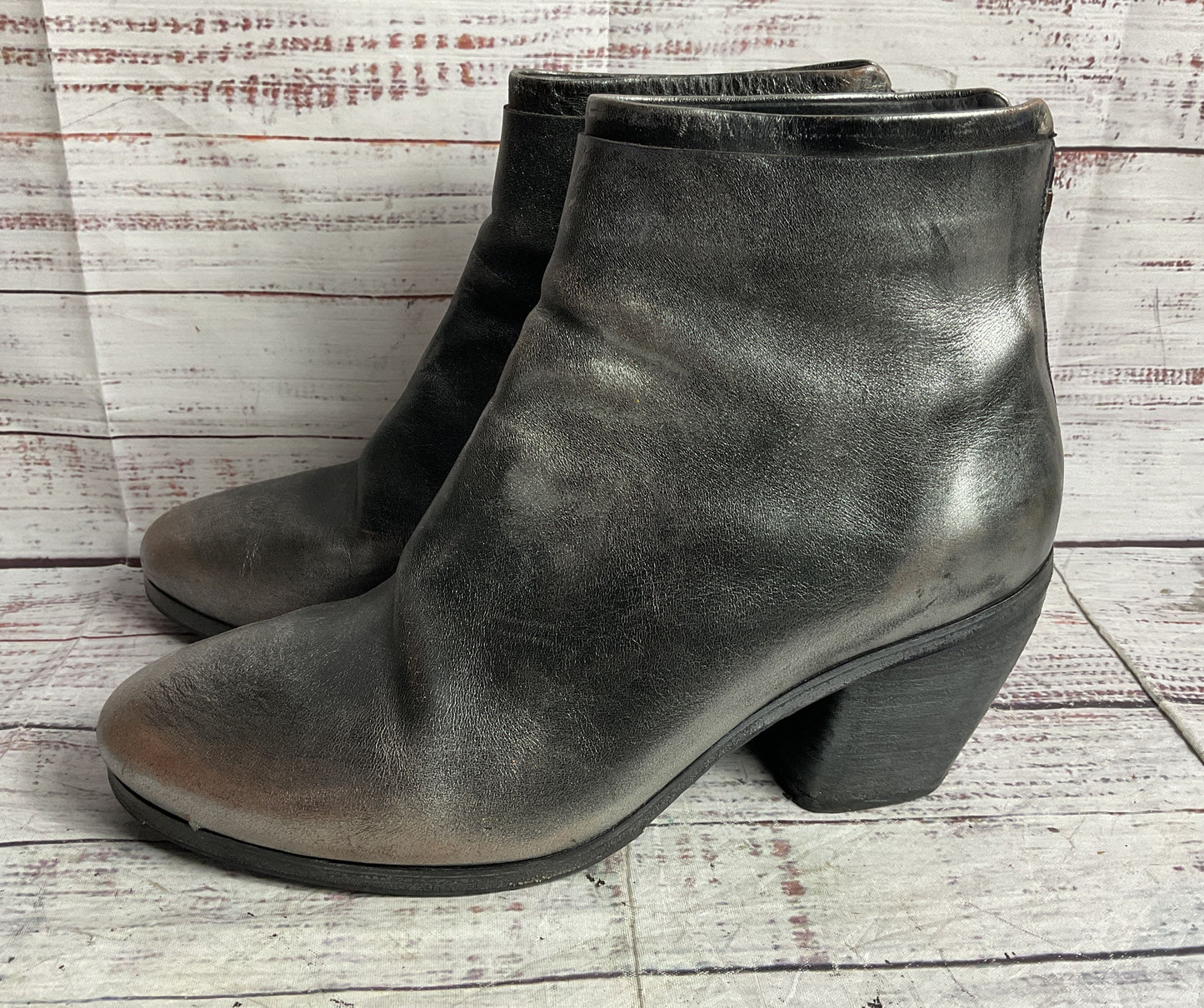 Marsell Leather Distressed Ankle Boots Gray 39