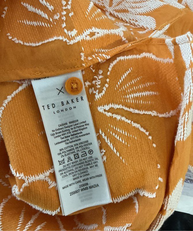 Women's Ted Baker Madia Floral Print Puff Sleeve Blouse Size 0